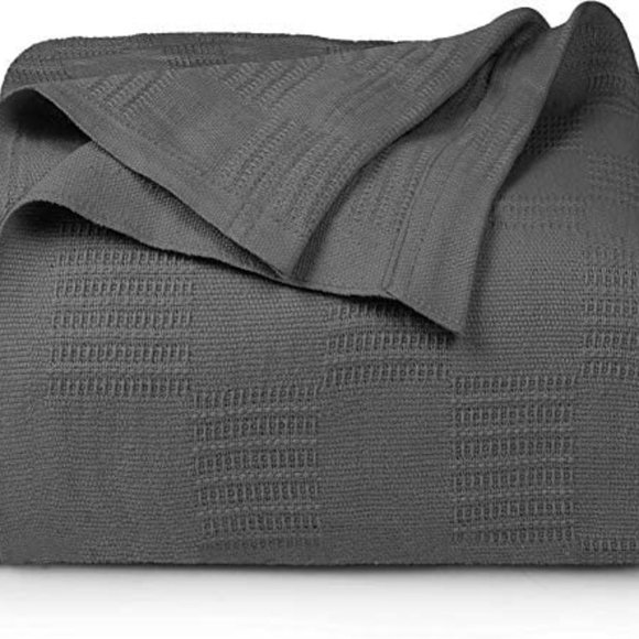 Luxury Cotton Blanket Grey Twin - Picture 3 of 6